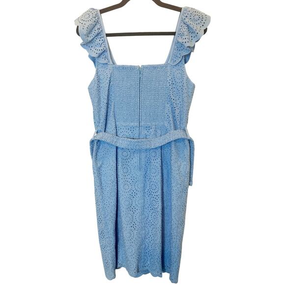 Lilly Pulitzer Dress Size 8 Frenchie Blue Kaleidoscope Eyelet Ryann Sheath Mini - Picture 4 of 5